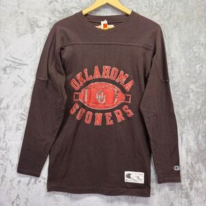 NWT Champion Mens Oklahoma Sooners Long Sleeve Shirt Brown Small OU Football